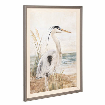 Blue Coastal Hand-Painted Wall Décor, Canvas, Egret, 30" L x 20" H | Plow & Hearth