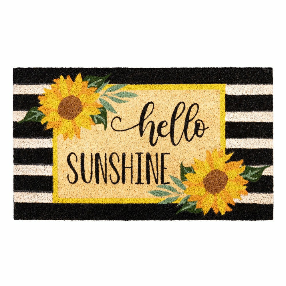 Hello Sunshine Plaid Coir Mat | Plow & Hearth