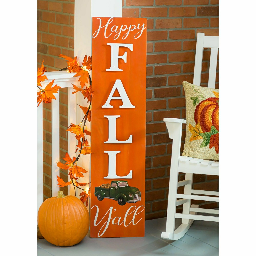 Double-Sided Fall/Holiday Greeting Wooden Standing Porch Leaner | Plow & Hearth
