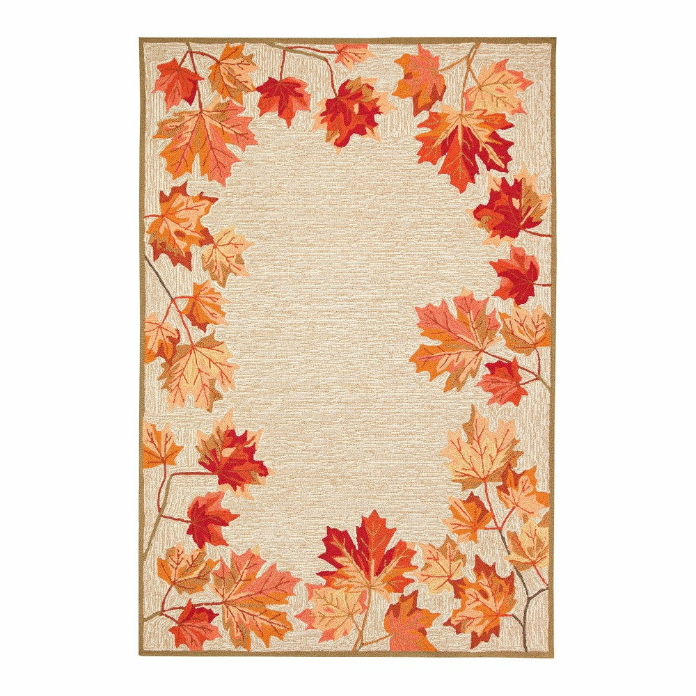 Indoor/Outdoor Falling Leaves Border Rug, 7'6" x 9'6" | Plow & Hearth