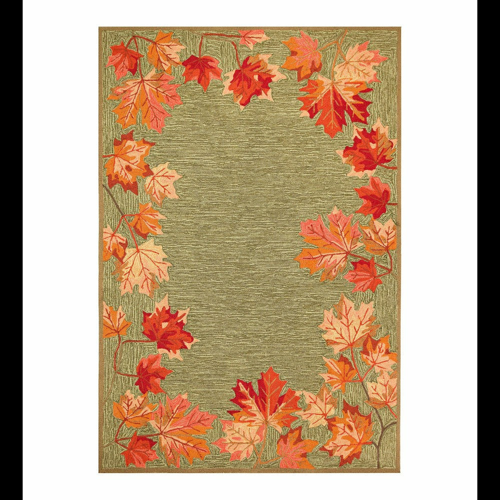 Indoor/Outdoor Falling Leaves Border Rug, 5' x 7'6" | Plow & Hearth