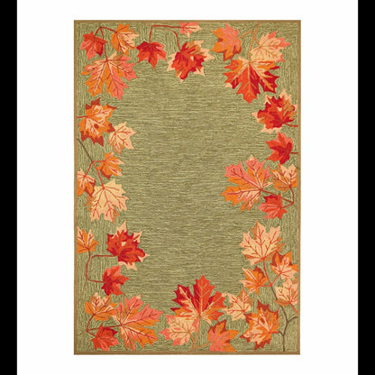Indoor/Outdoor Falling Leaves Border Rug, 5' x 7'6" | Plow & Hearth