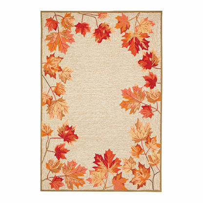 Indoor/Outdoor Falling Leaves Border Rug, 5' x 7'6" | Plow & Hearth