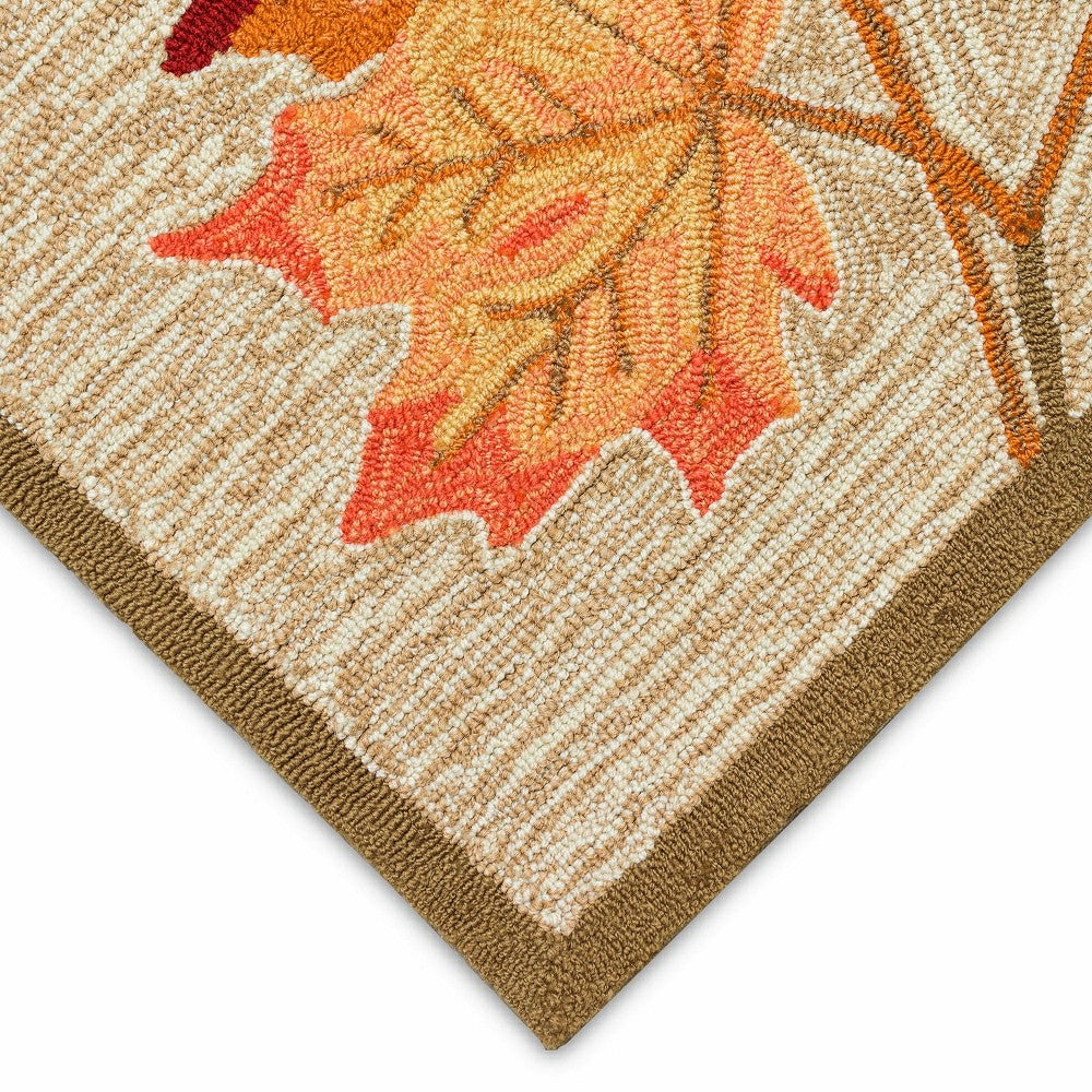 Indoor/Outdoor Falling Leaves Border Rug, 5' x 7'6" | Plow & Hearth