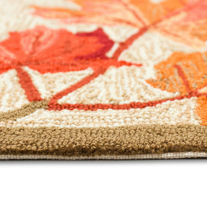 Indoor/Outdoor Falling Leaves Border Rug, 5' x 7'6" | Plow & Hearth