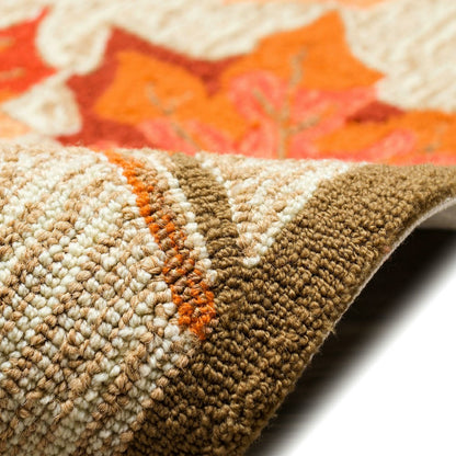 Indoor/Outdoor Falling Leaves Border Rug, 5' x 7'6" | Plow & Hearth