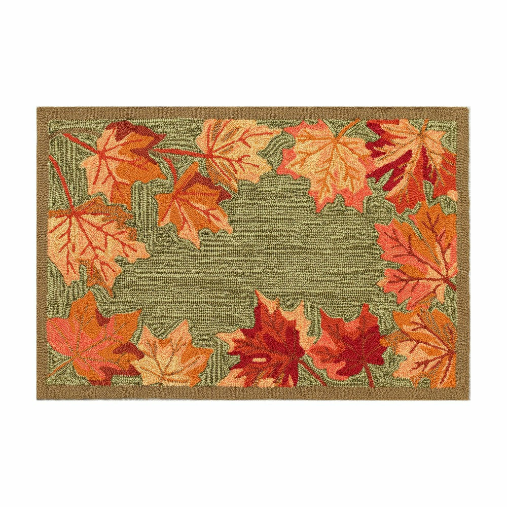 Indoor/Outdoor Falling Leaves Border Rug, 3'6" x 5'6" | Plow & Hearth
