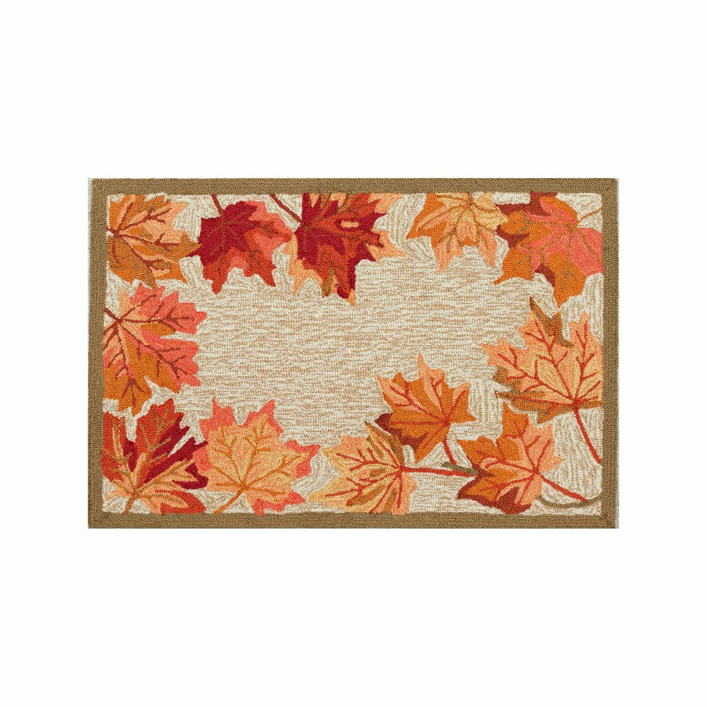 Indoor/Outdoor Falling Leaves Border Rug, 3'6" x 5'6" | Plow & Hearth