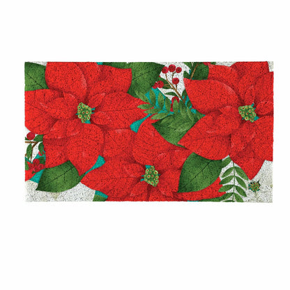 Holiday Poinsettia PVC Trapper Mat, 28"x16" | Plow & Hearth