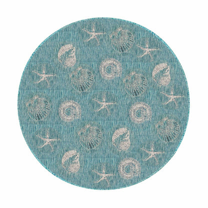 Indoor/Outdoor Textured Shells Polypropylene Rug, 7'10" Round | Plow & Hearth
