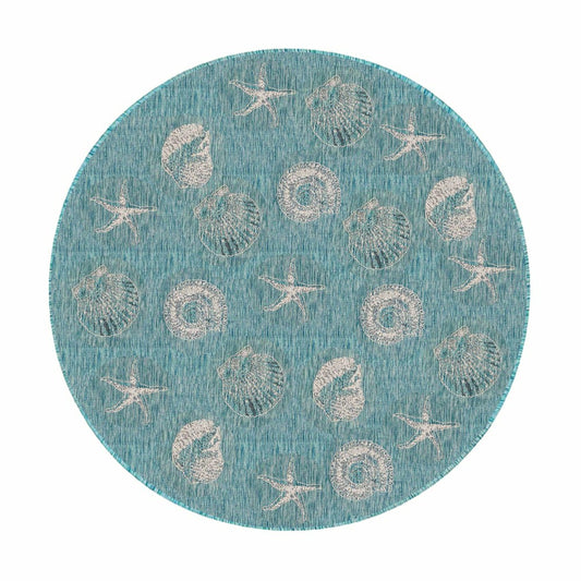 Indoor/Outdoor Textured Shells Polypropylene Rug, 7'10" Round | Plow & Hearth