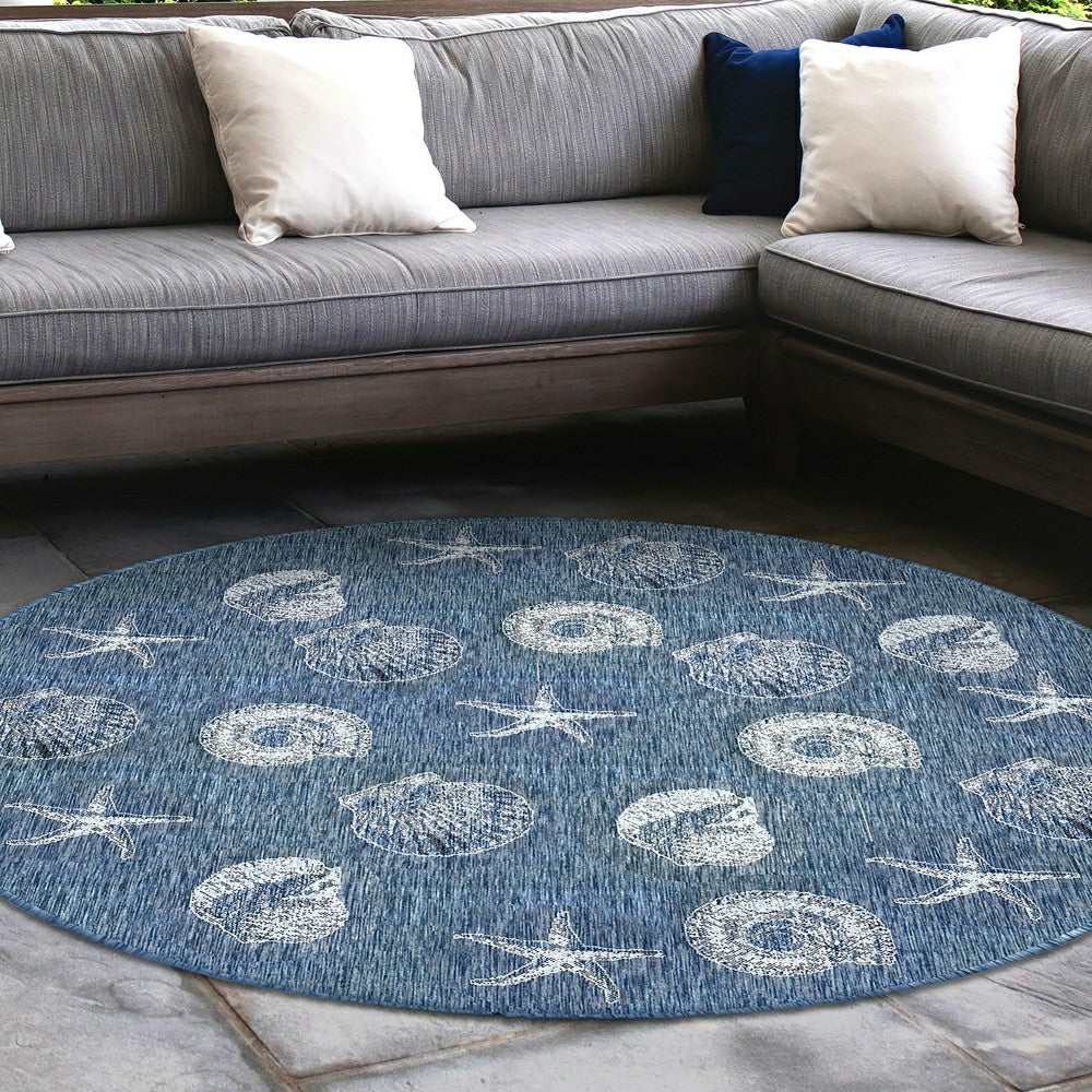 Indoor/Outdoor Textured Shells Polypropylene Rug, 7'10" Round | Plow & Hearth