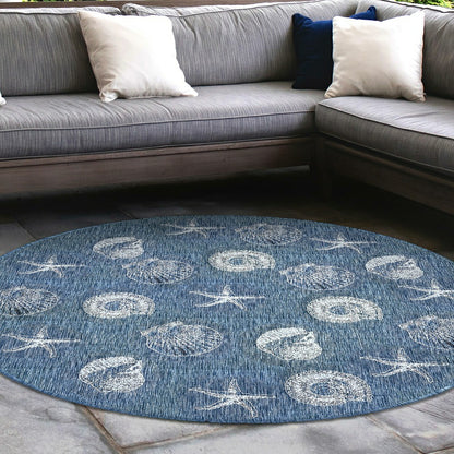 Indoor/Outdoor Textured Shells Polypropylene Rug, 7'10" Round | Plow & Hearth