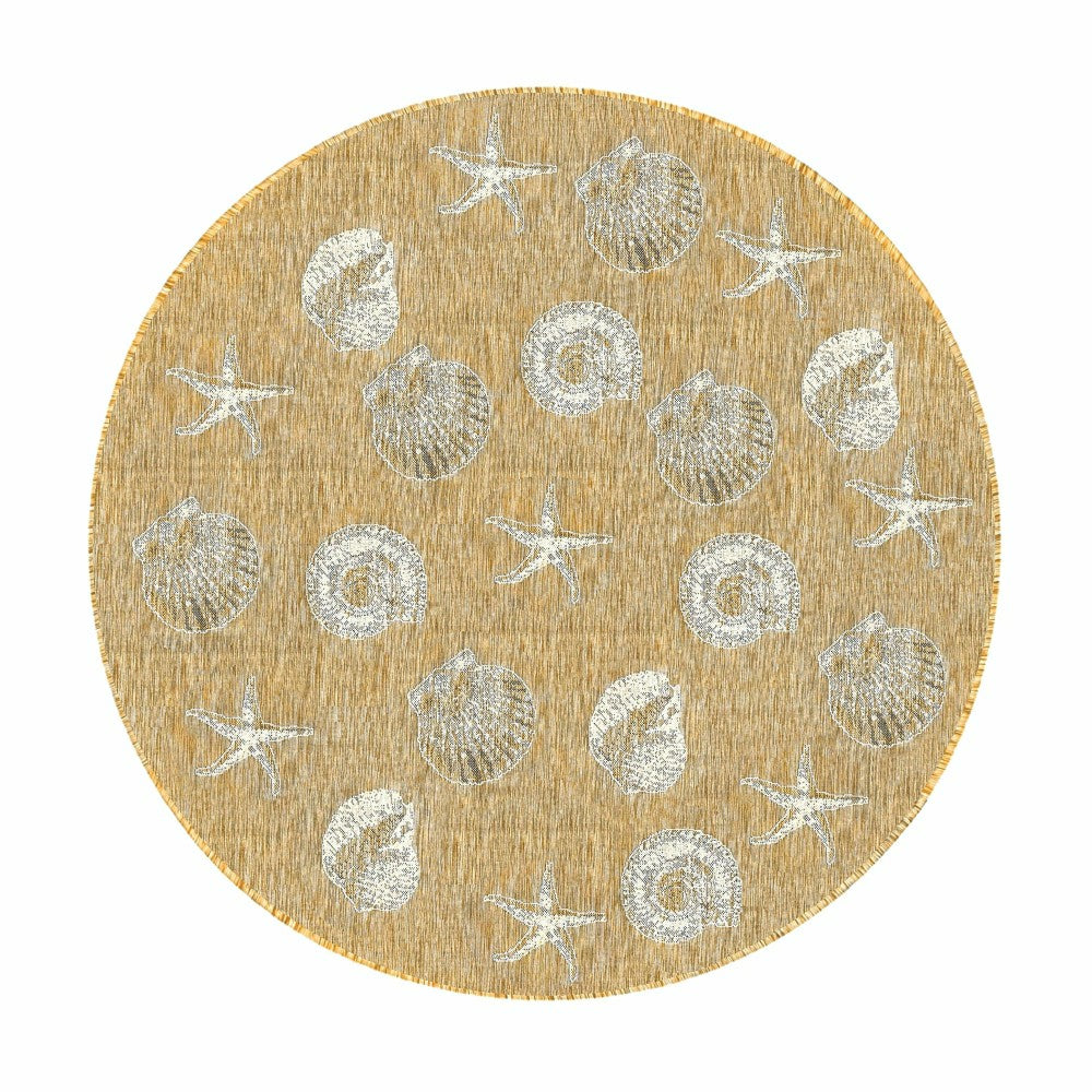 Indoor/Outdoor Textured Shells Polypropylene Rug, 7'10" Round | Plow & Hearth