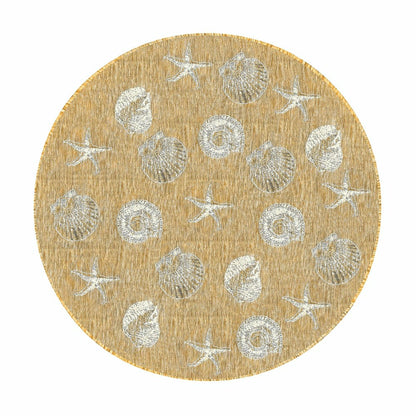Indoor/Outdoor Textured Shells Polypropylene Rug, 7'10" Round | Plow & Hearth