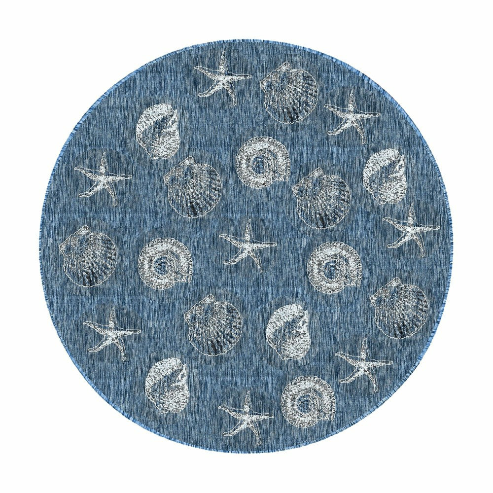 Indoor/Outdoor Textured Shells Polypropylene Rug, 7'10" Round | Plow & Hearth