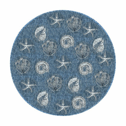 Indoor/Outdoor Textured Shells Polypropylene Rug, 7'10" Round | Plow & Hearth