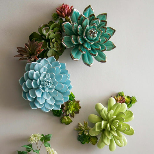 She Shed Indoor Wall Décor, Ceramic Wall, San Pedro Cacti, Asst of 3 | Plow & Hearth