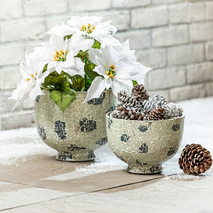 Season to Sparkle Planters, Mosaic Glass Bowl Planters, Nested Set of  | Plow & Hearth