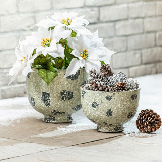 Season to Sparkle Planters, Mosaic Glass Bowl Planters, Nested Set of  | Plow & Hearth