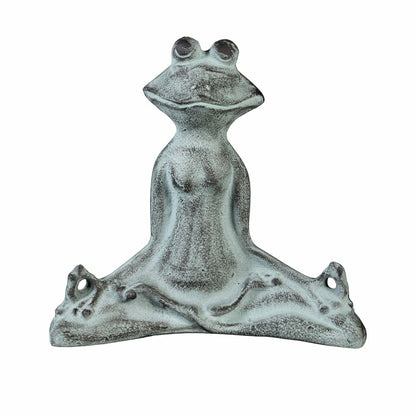 Metal Distressed Yoga Frog Garden Statue | Plow & Hearth