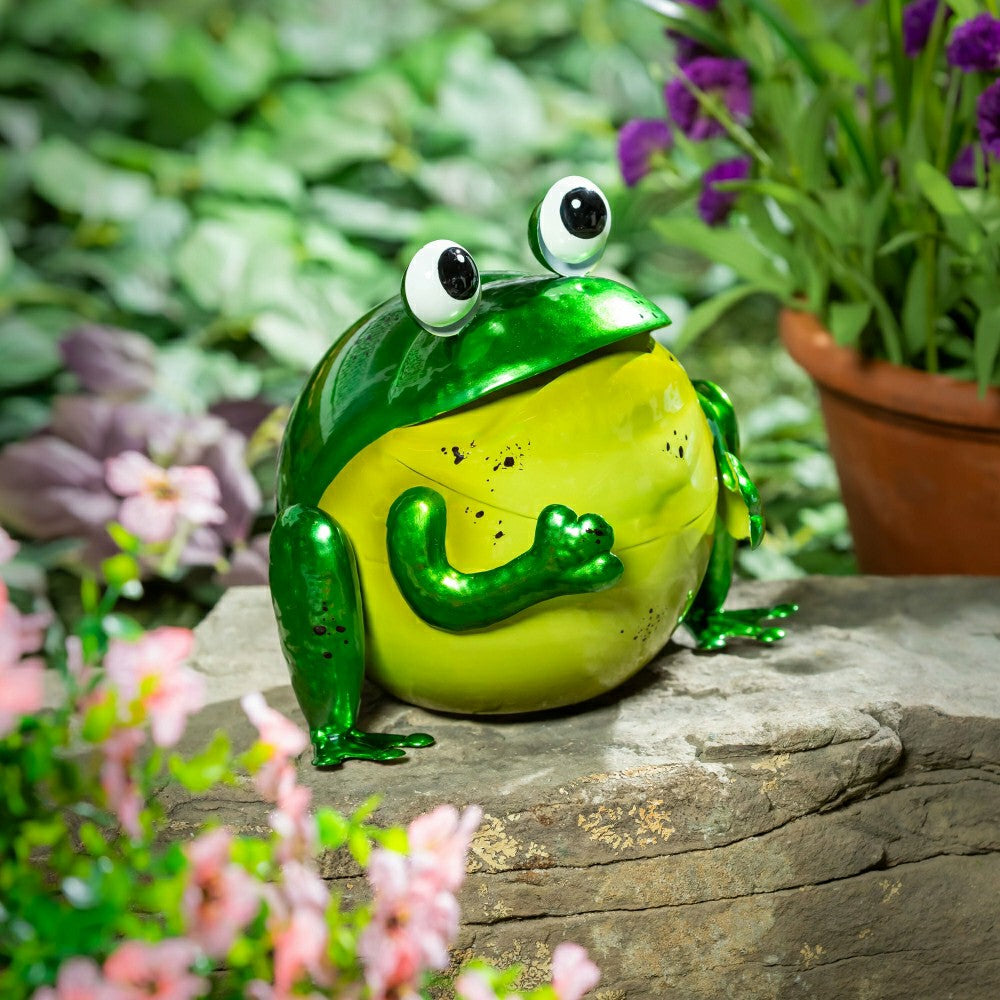 Metal Colorful Frog Garden Statue | Plow & Hearth