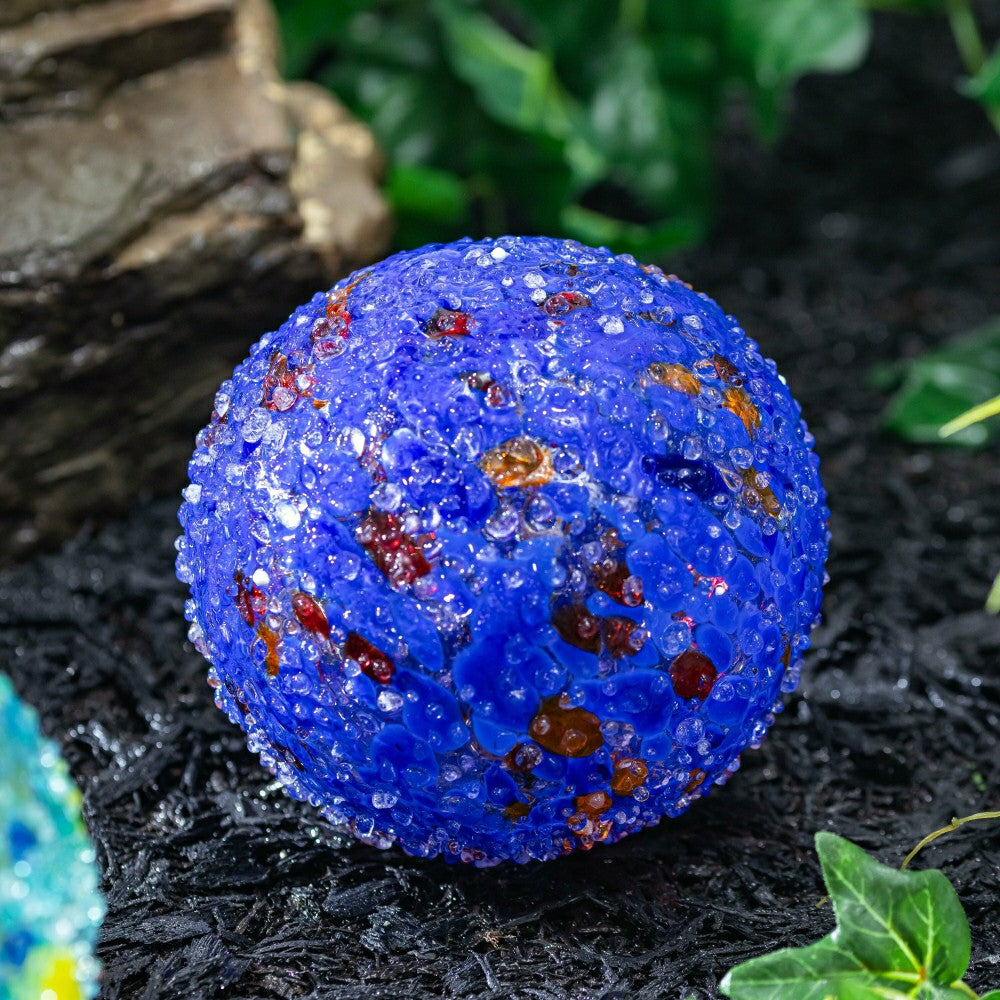 Art Glass Bee and Butterfly Ball, Dark Blue | Plow & Hearth