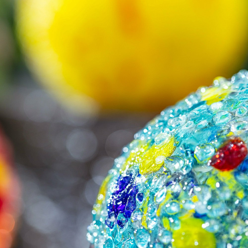 Art Glass Bee and Butterfly Ball, Aqua | Plow & Hearth
