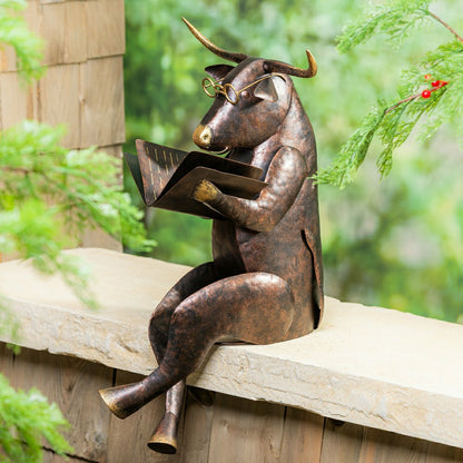 Cow Reading a Book Garden Statue | Plow & Hearth