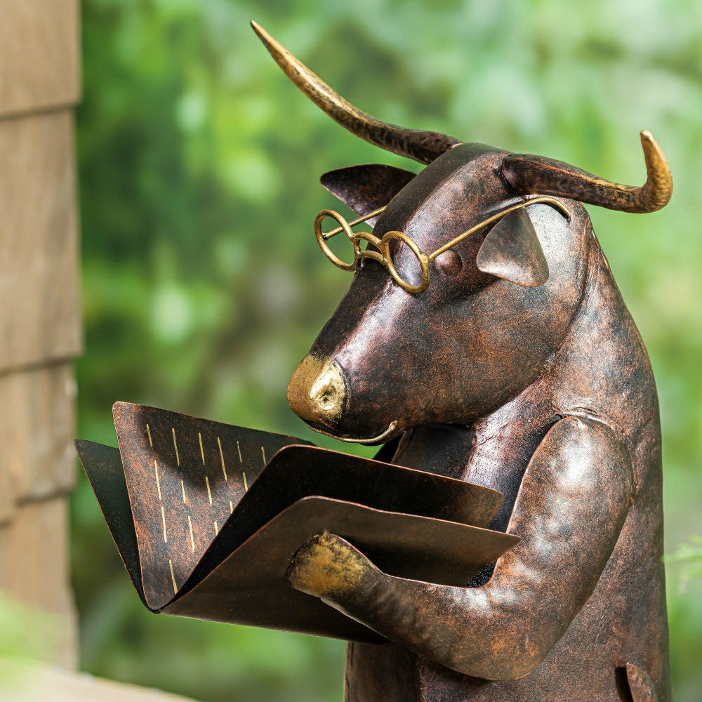 Cow Reading a Book Garden Statue | Plow & Hearth