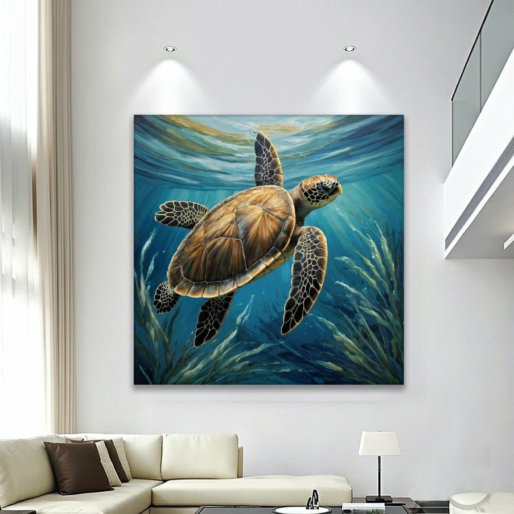 Turtle In Seagrass Coastal Wall Art | Plow & Hearth