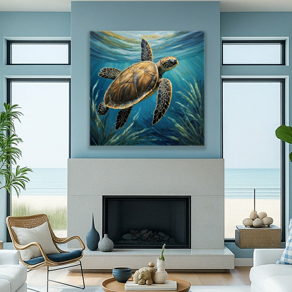 Turtle In Seagrass Coastal Wall Art | Plow & Hearth
