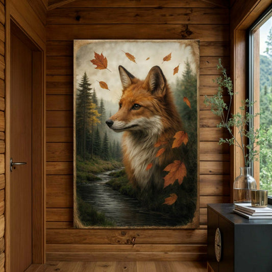 Autumn Fox Double Exposure Wall Art | Plow & Hearth
