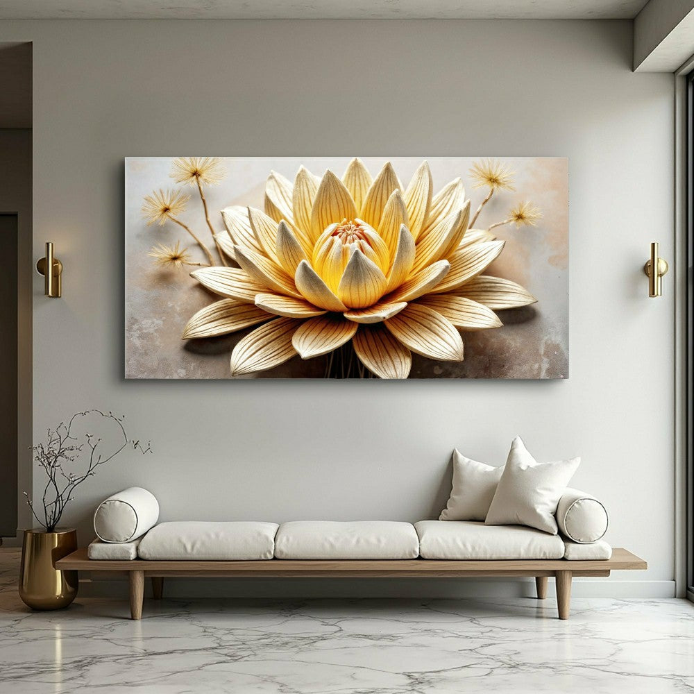 Golden Lotus Minimalist Abstract Wall Art | Plow & Hearth
