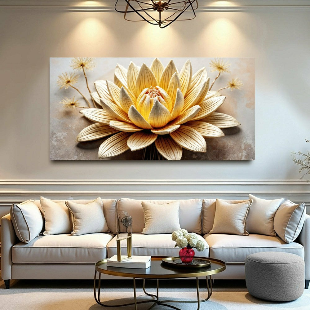 Golden Lotus Minimalist Abstract Wall Art | Plow & Hearth