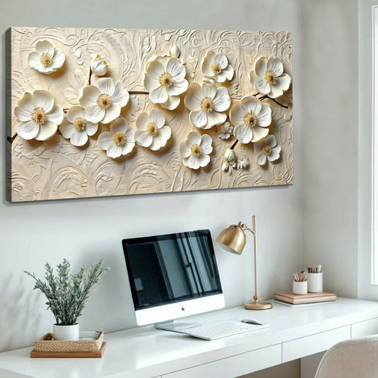 White Blossom Serenade Impasto Wall Art | Plow & Hearth