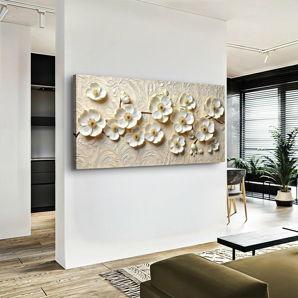 White Blossom Serenade Impasto Wall Art | Plow & Hearth