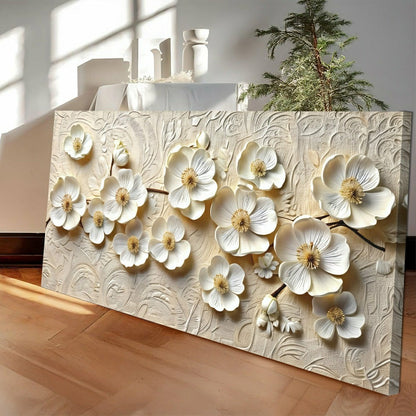 White Blossom Serenade Impasto Wall Art | Plow & Hearth