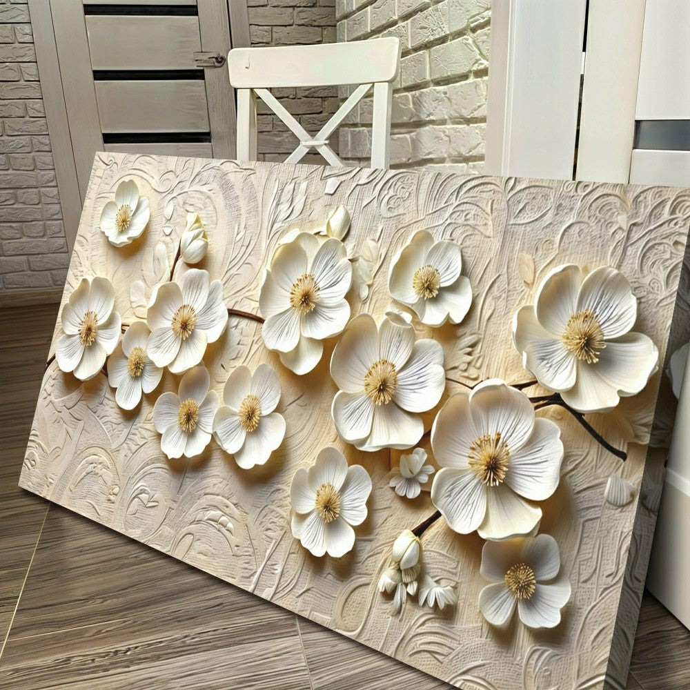 White Blossom Serenade Impasto Wall Art | Plow & Hearth