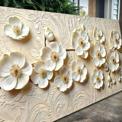 White Blossom Serenade Impasto Wall Art | Plow & Hearth