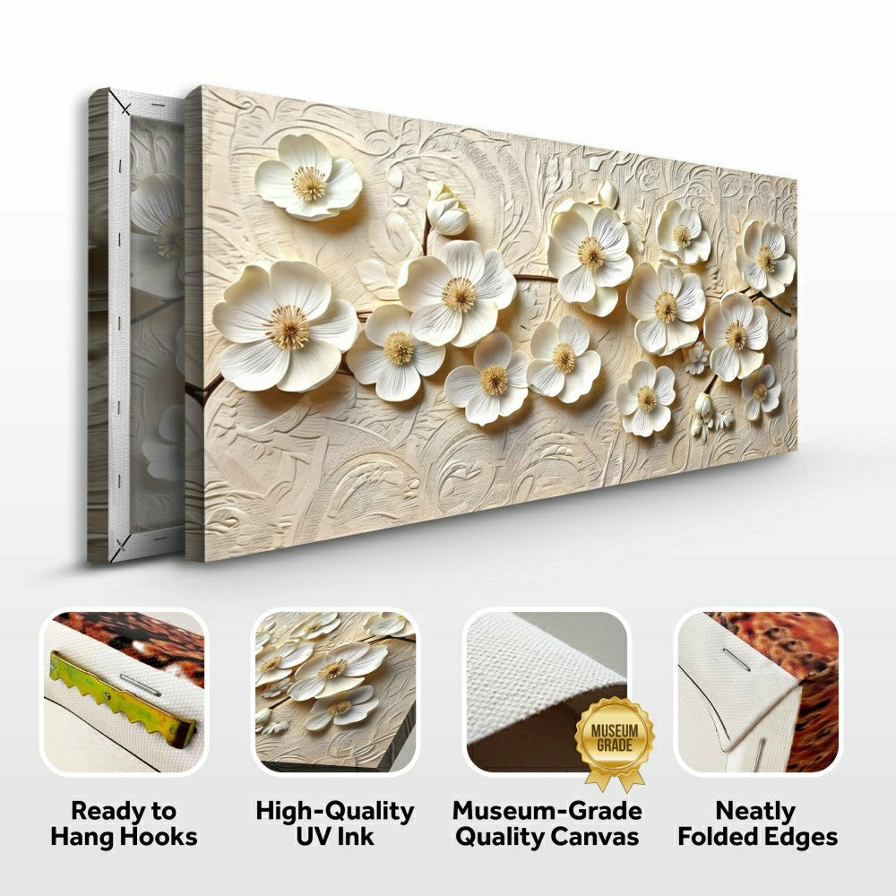 White Blossom Serenade Impasto Wall Art | Plow & Hearth