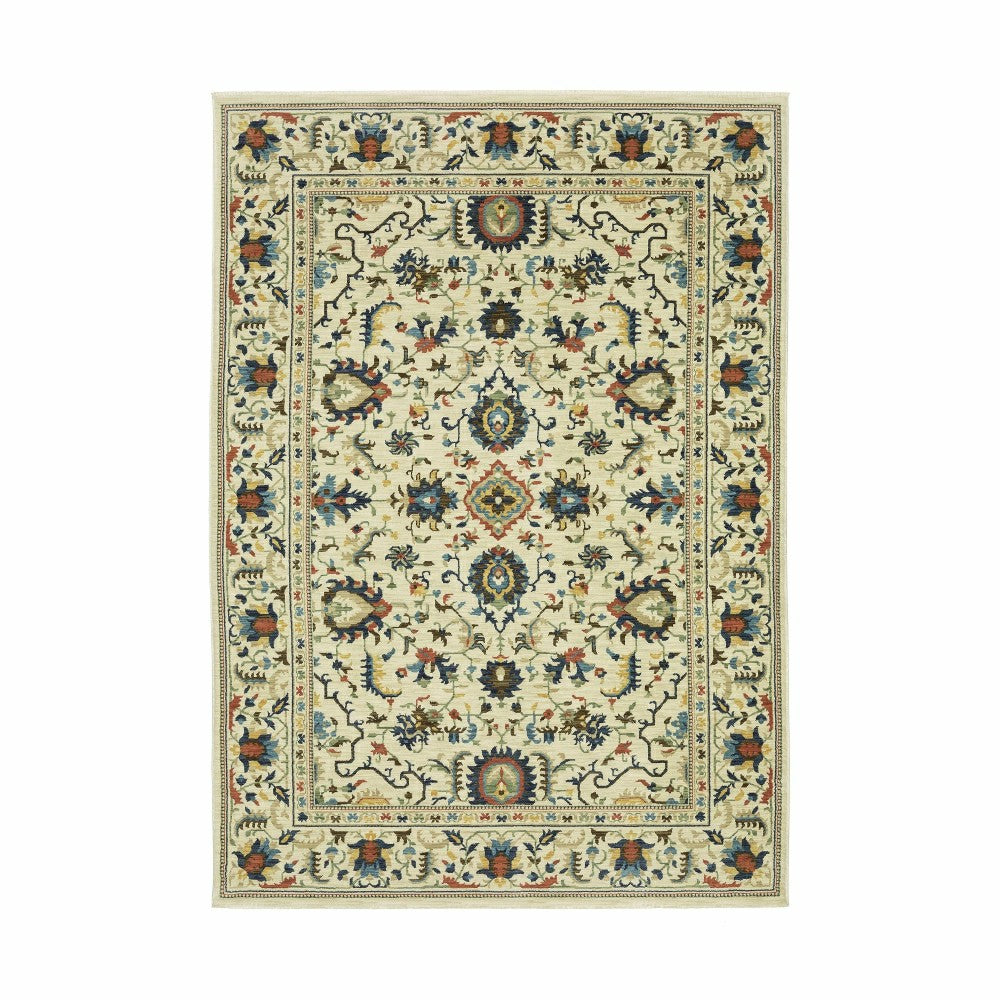 Indoor/Outdoor Clover Hill Border Polypropylene Rug, 9'10" x 12'10" | Plow & Hearth