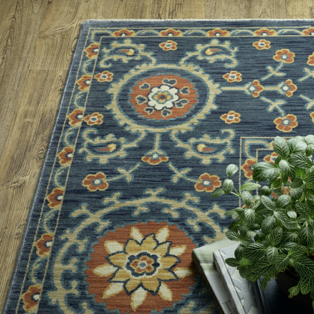 Indoor/Outdoor Clover Hill Border Polypropylene Rug, 9'10" x 12'10" | Plow & Hearth