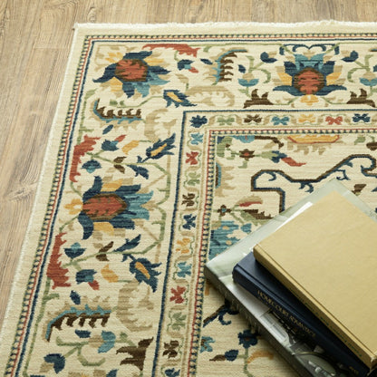 Indoor/Outdoor Clover Hill Border Polypropylene Rug, 9'10" x 12'10" | Plow & Hearth