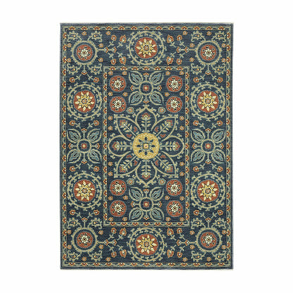 Indoor/Outdoor Clover Hill Border Polypropylene Rug, 6'7" x 9'6" | Plow & Hearth