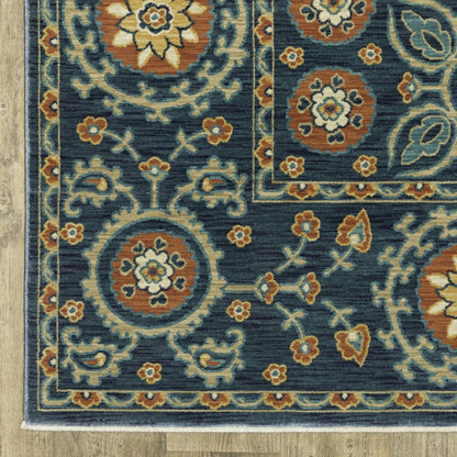 Indoor/Outdoor Clover Hill Border Polypropylene Rug, 6'7" x 9'6" | Plow & Hearth