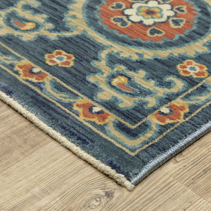 Indoor/Outdoor Clover Hill Border Polypropylene Rug, 5'3" x 7'6" | Plow & Hearth