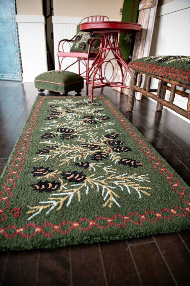 Pine Cone Hand-Hooked Wool Hearth Runner, 2'5" x 8' | Plow & Hearth
