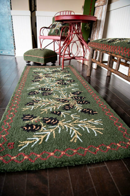 Pine Cone Hand-Hooked Wool Hearth Runner, 2'5" x 8' | Plow & Hearth