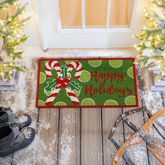 Candy Cane Coir Mat | Plow & Hearth